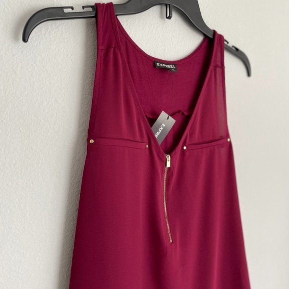 NWT - Deep Red - Express Sleeveless Blouse - Medium - Picture 2 of 11
